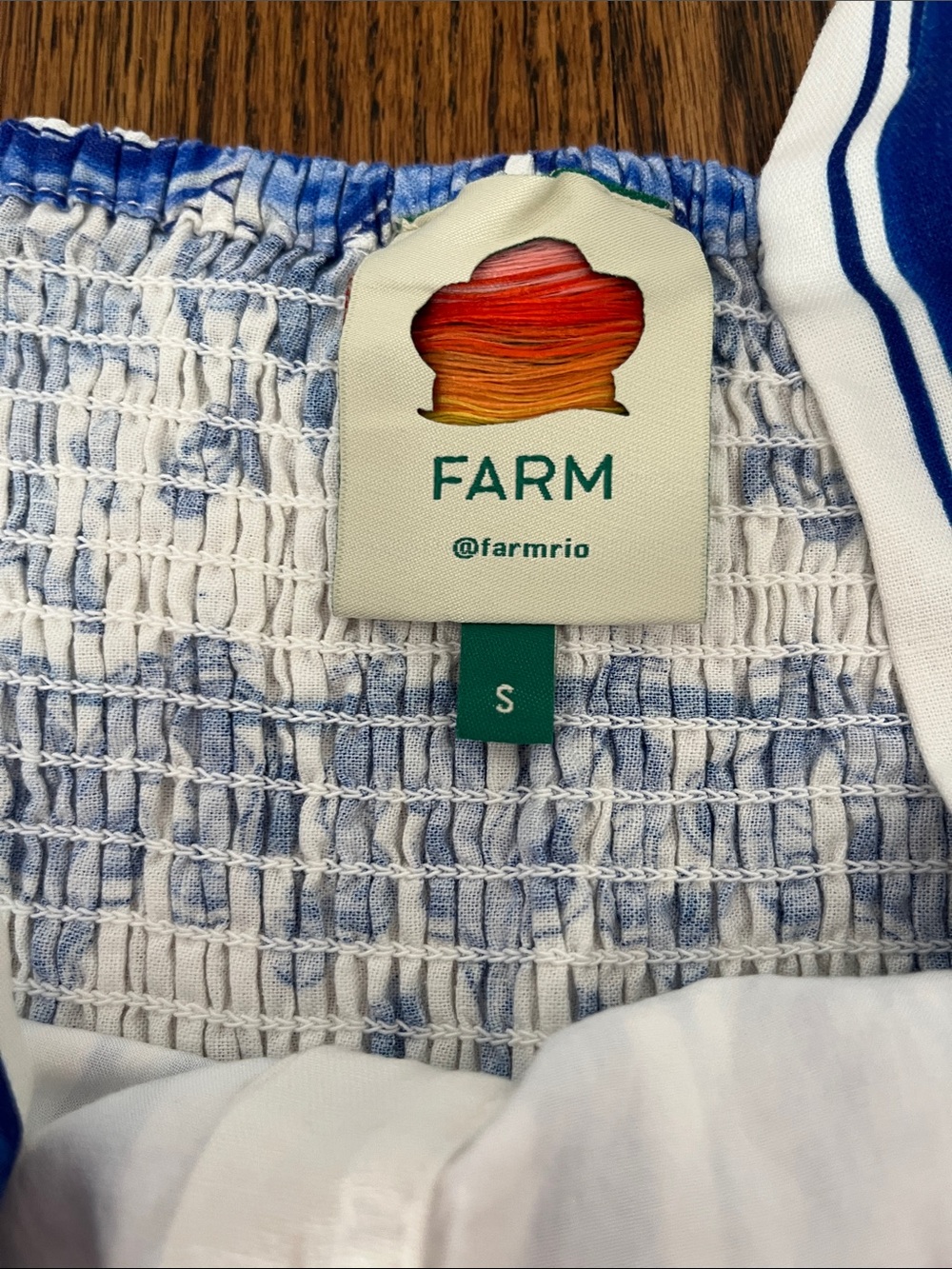 FARM Rio Blue & White Garden Tiles Belted Printed Romper - Picture 8 of 9